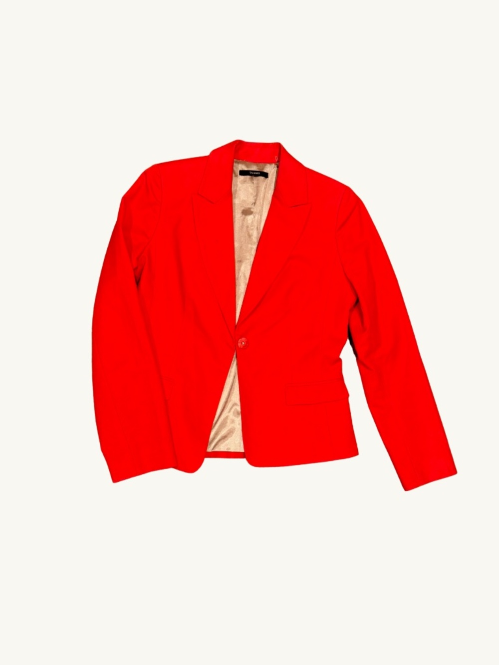 Tahari Red Fitted Blazer Gold Satin Lining Size 4
